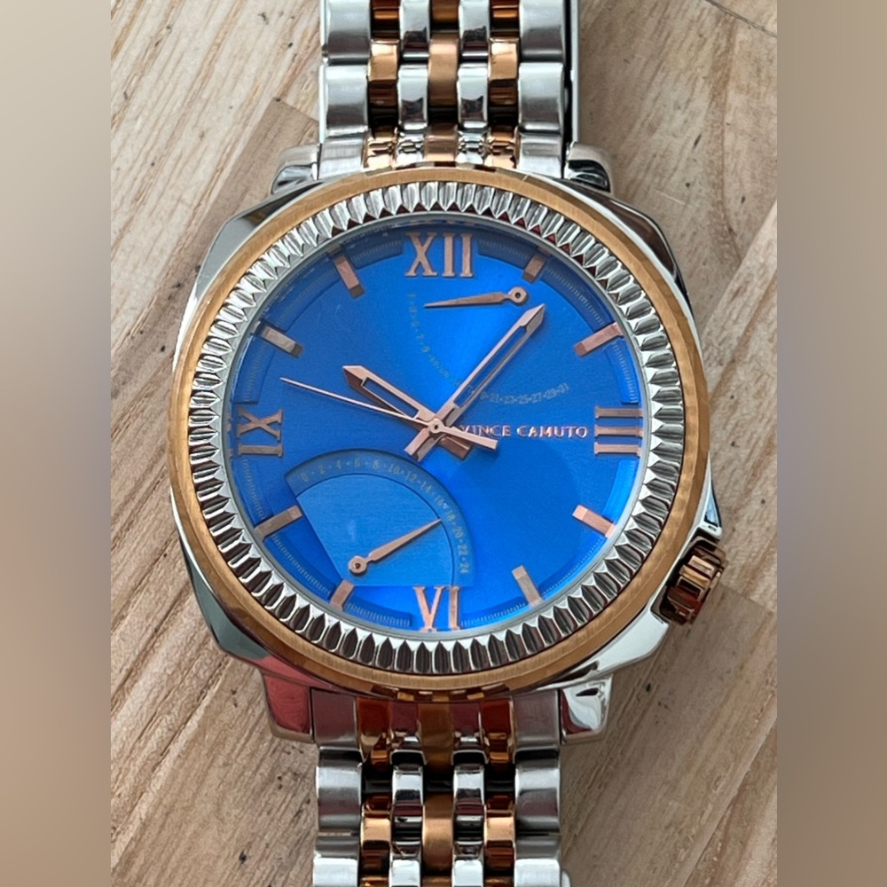 Vince Camuto Men’s Watch Blue Dial Two-Tone Stainless Bracelet Date Dial